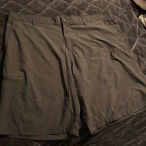 OP black four-way stretch flat front shorts size 42